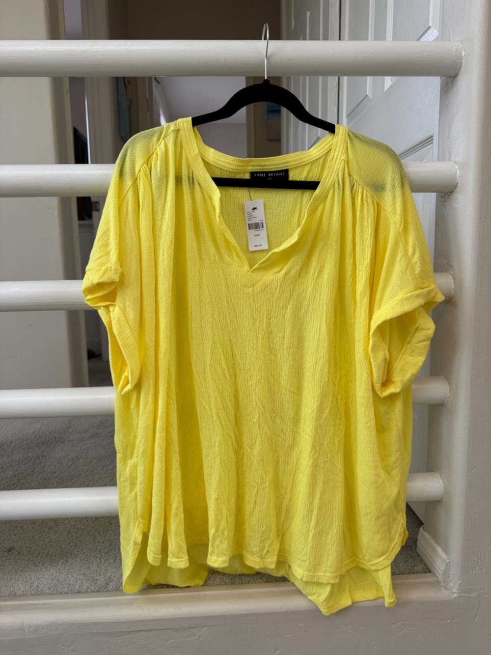 Lane Bryant Sunny Yellow V-Neck Short Sleeve Tee